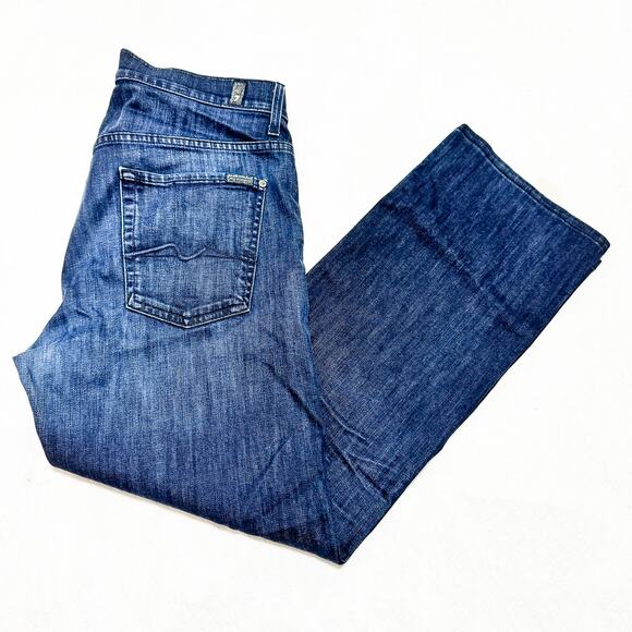 7 For All Mankind Men's Austyn Dark Wash Denim Jeans Zip Fly Size 34 - Picture 8 of 8